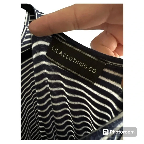 Lila Clothing Co. navy/white striped romper size Small - Picture 3 of 3